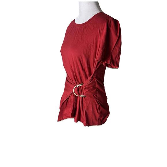 NWT Anthropologie  Dakota Women's Red Belted Waist Shirt Western Y2K Vibe Sz M - Picture 4 of 12